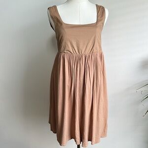 Women’s Minimalist Earthy Fairy Boho Square Neck Babydoll Sleeveless Dress Small